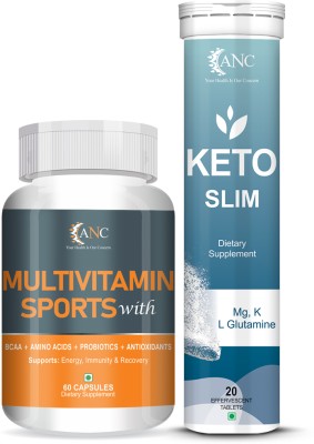 ANC Keto Slim For Weight Loss 20 Tablets & Multivitamin Sports with BCAA 60 Capsules(2 x 40 Capsules)