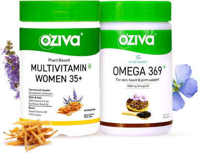 OZiva Plant-Based Multivitamins for Women 35+ & OMEGA 369 for Skin, Heart & Joints(110 Tablets)