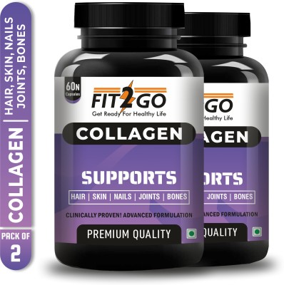 Fit2Go Collagen supplement for Skin glow, Hair, Nails & Bones With vitamin C | 1000mg(2 x 60 Capsules)