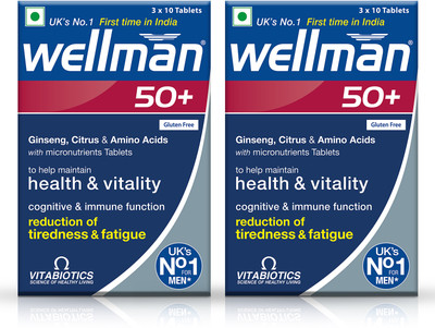wellman Nutritional Support for Men Over 50|30 Specialized Nutrients(Pack of 2)(2 x 30 Tablets)