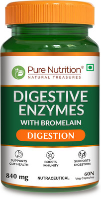Pure Nutrition Digestive Enzymes with Bromelain Supports Digestion & Nutrients(60 Capsules)