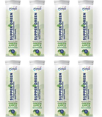 puriteo SUPPER GREEN EFFERVESCENT GREEN APPLE 08(8 x 15 Tablets)