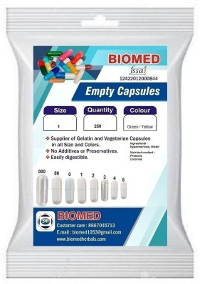 biomed Pharma raw materials Empty Capsules size 1 Green / yellow(250 No)