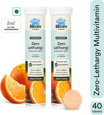 Bloom Multivitamin Effervescent Tablet for Women| Ginseng & 22 Vitamins(40 Tablets)