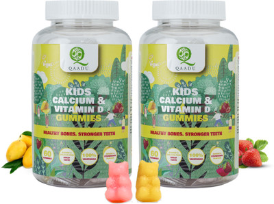 Qaadu Calcium & Vitamin D Gummy|Supports Bone Growth| (60 x 1 No)(Pack of 2)(2 x 60 No)