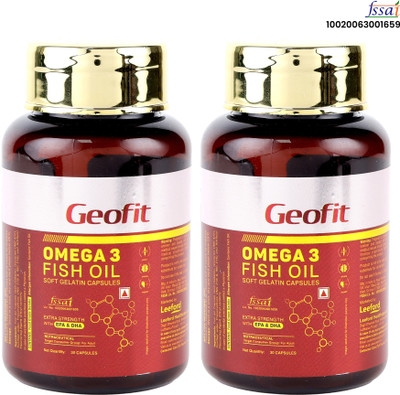 GEOFIT Omega 3 Fish Oil Soft Gelatin Capsules Rich in EPA & DHA Supports Heart & Brain(2 x 30 Capsules)