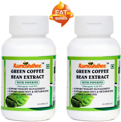 Ramoshdhee Green Coffee Bean Extract with Piperine Cap Fat Burner 800 mg-60 Cap (Pack of 2)(60 Capsules)