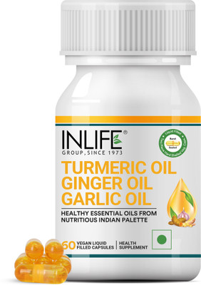 INLIFE Turmeric Ginger Garlic Oil Capsule Immunity Booster Supplement – 60 Veg Capsules(60 Capsules)