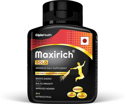 Cipla Maxirich Gold Daily Multivitamin with high purity grade Ginseng Extract*(30 Capsules)