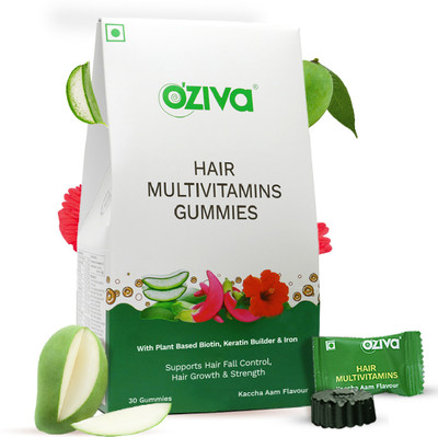OZiva 5000 Mcg Hair Multivitamins Gummies (Biotin,Keratin Builder)for Hairfall Control  (30 No) For Rs. 398 @ 34 %