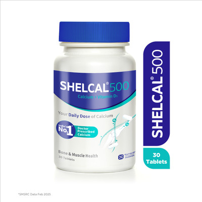 Shelcal 500 calcium with Vitamin D3 | For Healthy and Strong Bone, Joint & Muscles(30 Tablets)