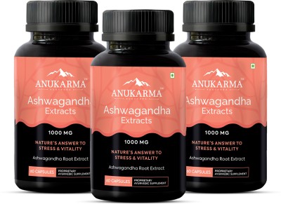 Anukarma Ashwagandha Extract Support Strength & Energy(3 x 60 Capsules)