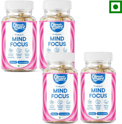 OrganicSupp Mind Focus Brain Supplement, Ayurvedic Formula with Brahmi, Ashwagandha(4 x 60 Capsules)