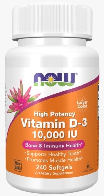 Now Foods Vitamin D-3, High Potency, 250 mcg (10,000 IU), 240 Softgels(240 No)