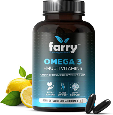 farry Omega 3 Fish Oil + Multivitamin For Bone support Immunity Energy & Heart Health(60 Capsules)
