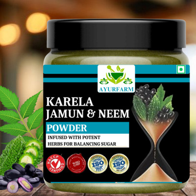 Ayur Farm Karela Jamun Powder - Improves Blood Sugar Levels - Neem Karela Jamun Powder(200 g)