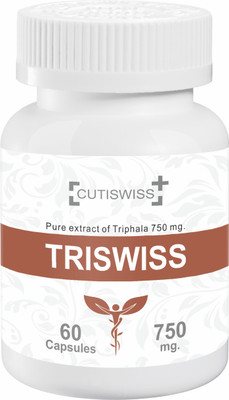 CUTISWISS Pure extract of Triphala 750 mg. TRISWISS(60 Capsules)