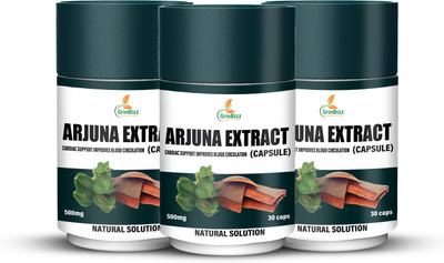 grinbizz Arjuna Extract Capsule Promotes Heart Health/Manages Cholesterol Level/BP Care(3 x 30 Capsules)