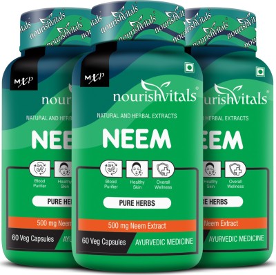 nourishvitals Neem Pure Herbs, 500 mg Neem Extract, Blood Purifier & For Healthy Skin(3 x 60 Capsules)