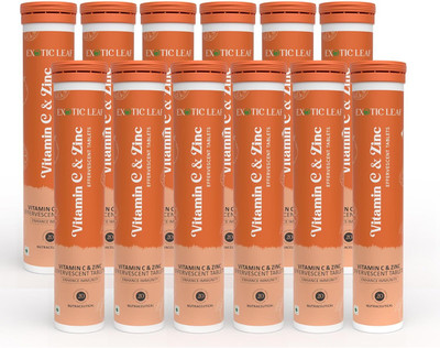 EXOTIC LEAF Vitamin C and Zinc Immunity Booster 240 Effervescent Tablets Enriched and zinc(12 x 20 No)