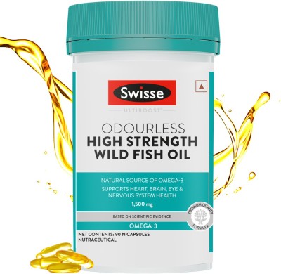 Swisse High Strength Fish Oil with 1500mg Omega 3 g for Heart, Brain, Joints & Eyes(90 Tablets)