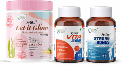 FYTIKA Let it Glow Pineapple-200G + Vita 365-60 Tabs + Strong bones-60 Tabs(3 x 133.33 g)