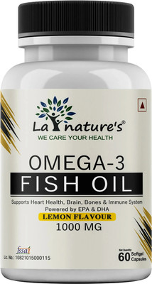 La Natures Omega 3 Fish Oil Capsules for Men & Women |Supports Brain, Heart & Bones Health(60 Capsules)