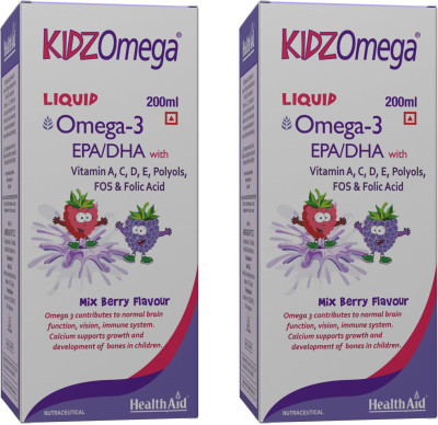 HealthAid KidzOmega - Omega 3 Support for Brain, Vision & Growth - Pack of 2(2 x 200 mg)