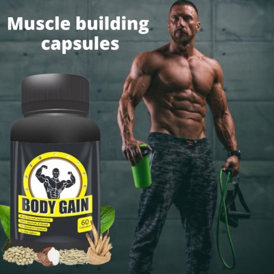 BodyGain Muscle building capsules, weight increase medicine, weight gain capsule for men(60 Capsules)