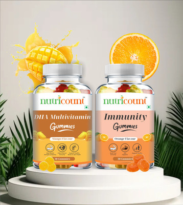 NUTRICOUNT DHA Multivitamin And Immunity Combo Pack 60 Gummies(2 x 30 No)