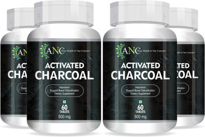 ANC Activated Charcoal 500Mg For Digestive Health Reduces Gas & Bloating Pack Of 4(60 Tablets)