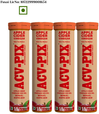 acv-pix APPLE CIDER VINEGAR EFFERVESCENT TABLET WITH MOTHER,VIT B6 & B12(4 x 15 No)