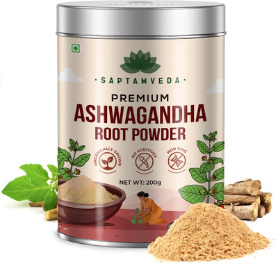 Saptamveda Premium Organic Ashwagandha Powder Tin |Withania Somnifera | For Men And Women(200 g)