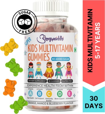 Arogyasiddhi Super Kids Multivitamin Gummies 5-17 Years | Vit A, C, B, D, E | No Added Sugar(30 No)