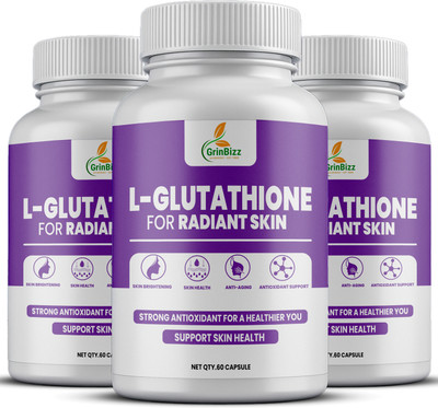 grinbizz L-Glutathione Capsules for Skin Glow & Detox(3 x 60 Capsules)