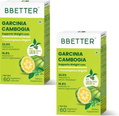 BBETTER Garcinia Cambogia with Green Coffee, Green Tea & Inulin - 60 Veg Capsules(2 x 60 Capsules)