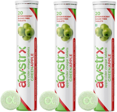 Anisue Healthcare ACVSTRX Apple Cider Vinegar | Vitamin C, Vitamin B12 & B6 Pomegranate Extract(3 x 20 Tablets)