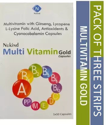 Nukind MULTIVITAMIN GOLD CAPSULE WITH GINSENG AND LYCOPENE (3*10CAPS)(3 x 10 Capsules)