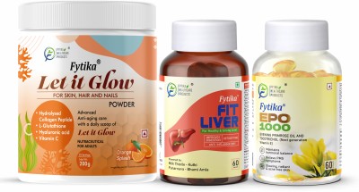 FYTIKA Let it Glow Orange Splash-200G + Fit Liver-60 Tabs + EPO 1000-60 Softgel(3 x 66.67 g)