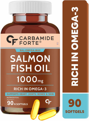 CARBAMIDE FORTE Salmon Fish Oil Omega 3 Capsules 1000 mg | EPA 180mg and DHA Fish Oil Capsules(90 No)