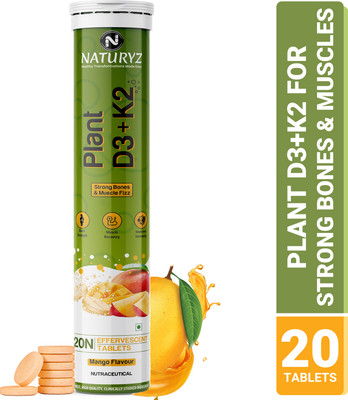 NATURYZ Plant Vitamin D3 K2 for Stronger Immunity Bone & Heart Health (Mango Flavour)(20 Tablets)