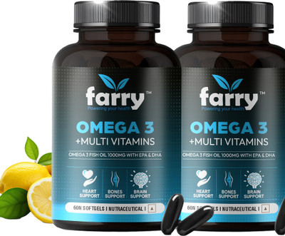 farry PACK OF 2 Omega 3 Fish Oil 1000mg + Multivitamins – 60(2 x 60 Capsules)