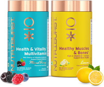 Nutriburst Health & Vitality and Healthy Muscle & Bones Gummies with Vitamin D & Calcium(2 x 60 No)