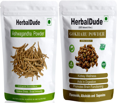 HERBALDUDE ASHWAGANDHA & GOKHRU POWDER (2 x 200 g)(2 x 200 g)