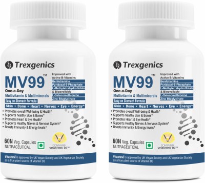 Trexgenics MV99 One-a-day Complete Daily Multivitamin Just All you need (60 Veg. caps)(2 x 60 No)