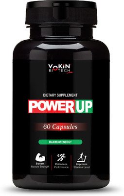Vokin Biotech Power UP Testosterone Booster for Men Boost Muscle Strength & Stamina Level(60 Capsules)