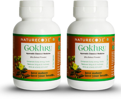 Nature Code Ayurvedic Gokhru Extract 450mg Capsules | Boost Energy, Stamina & Reduce Fatigue(2 x 60 Capsules)