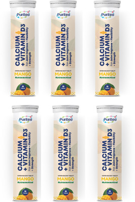 puriteo CALCIUM + VITAMIN D3 EFFERVESCENT MANGO _06(6 x 15 Tablets)