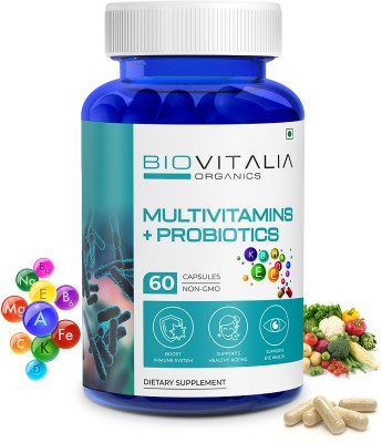 BIOVITALIA Multivitamins + Probiotics | Boost immunity Improve digestion and Reduce anxiety(60 Capsules)