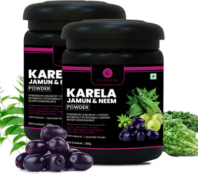 G GLOWSIK Karela Jamun Powder | 11 Potent Herbs | Helps Regulate Sugar Management(400 g)